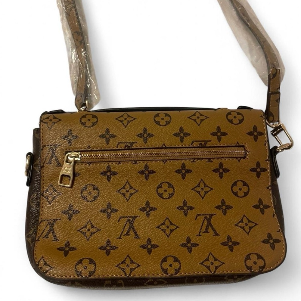Tan and Brown Monogram Crossbody Bag - Picture 3 of 7